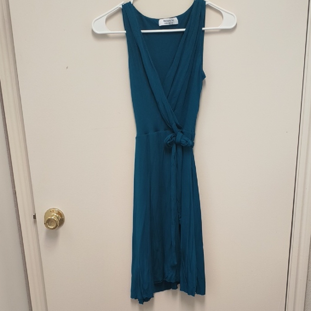 Anthropologie Bailey44 Teal Faux-Wrap Mini Dress, Size XXS